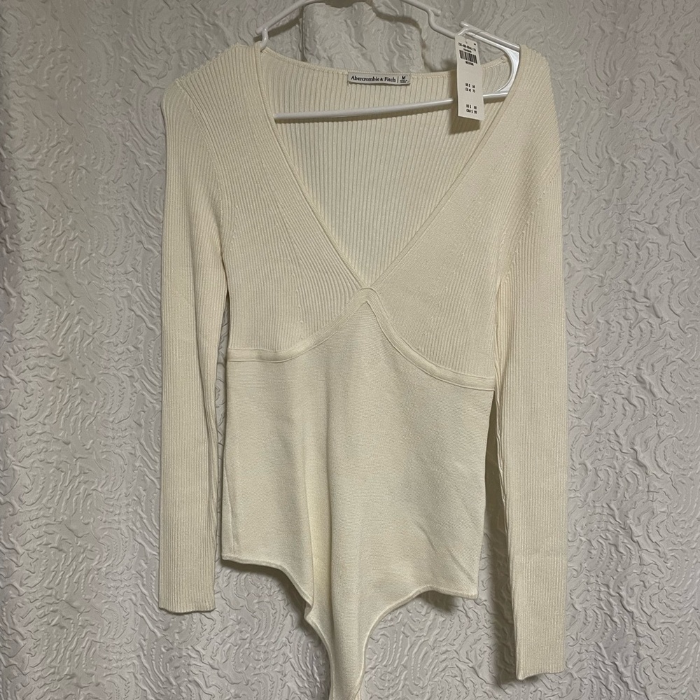 Abercrombie & Fitch Off-White Ribbed Top
